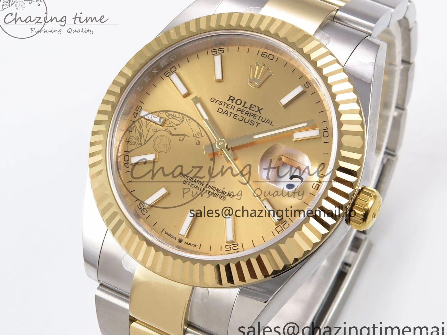 0215 DateJust 41 126333 EWEF Best Edition YG Stick Dial on SS YG Oyster Bracelet A Durable 971